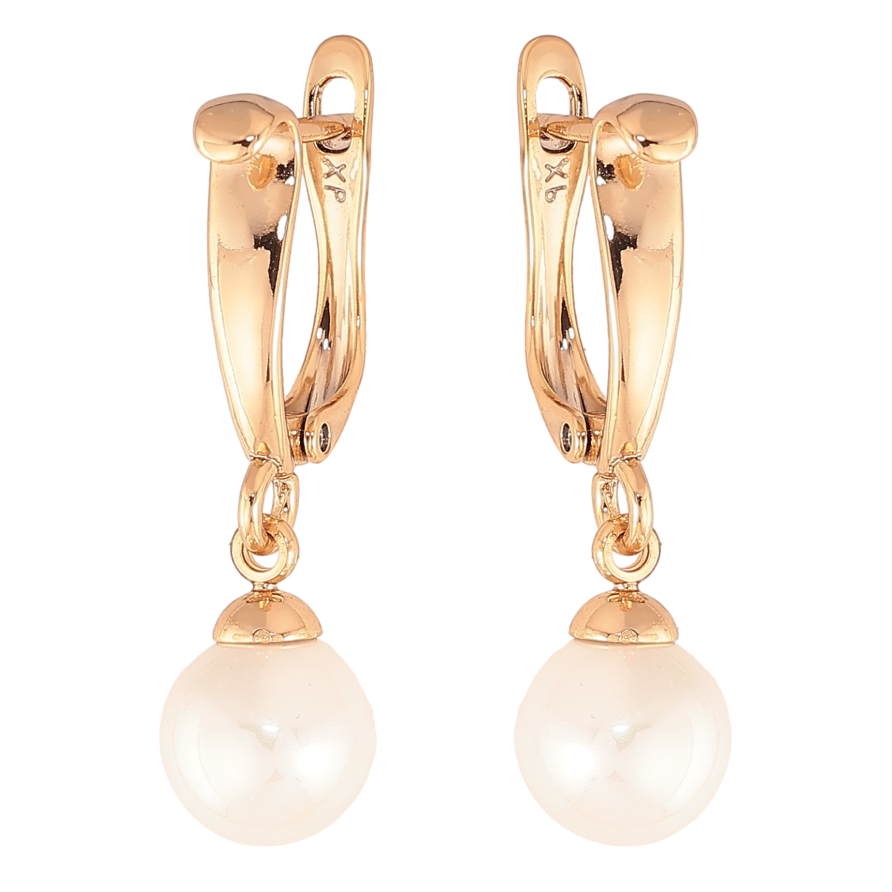 Сережки Xuping колір Позолота 18К англійський замок "Перлинні підвіски" фото №1