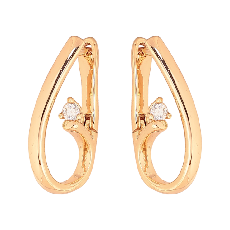 Сережки Xuping колір Позолота 18К англійський замок "Візерунок з кристалами" фото №16