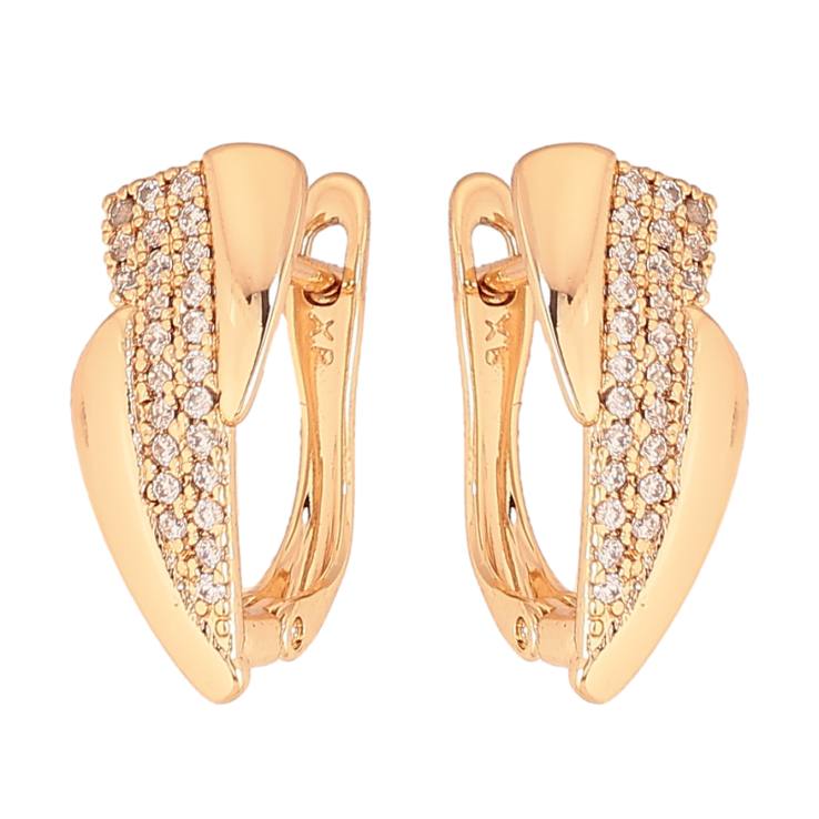 Сережки Xuping колір Позолота 18К англійський замок "Візерунок з кристалами" фото №14