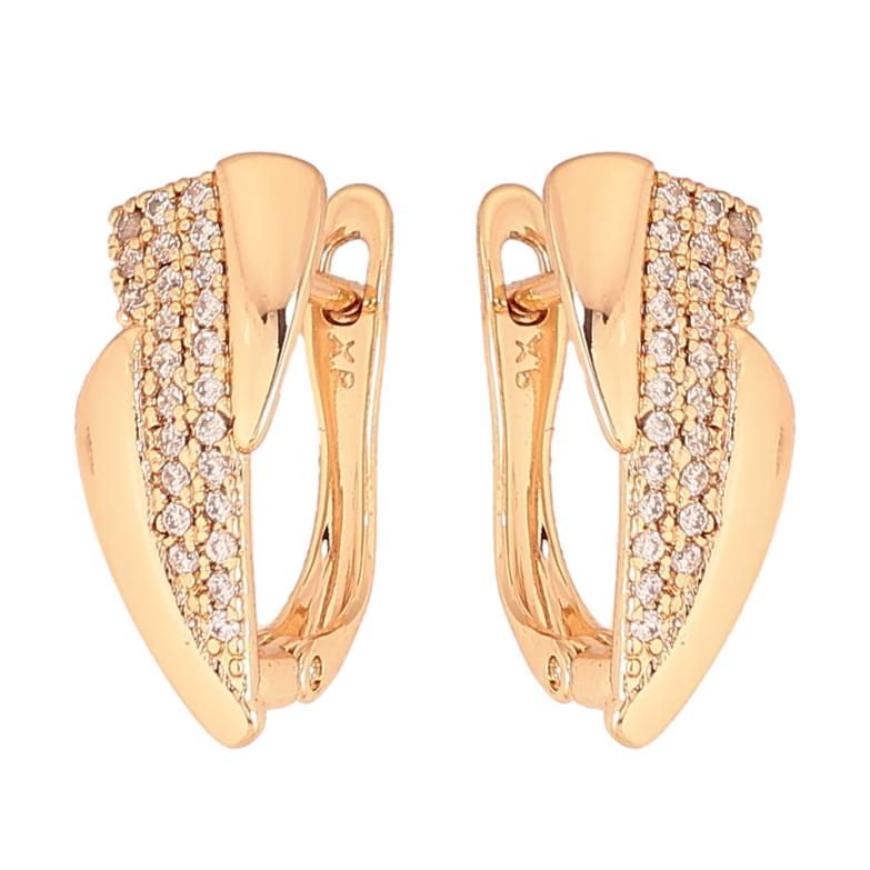 Серьги Xuping цвет Позолота 18К английский замок "Узор с кристаллами" фото №1 Серьги Xuping цвет Позолота 18К английский замок "Узор с кристаллами" фото №1