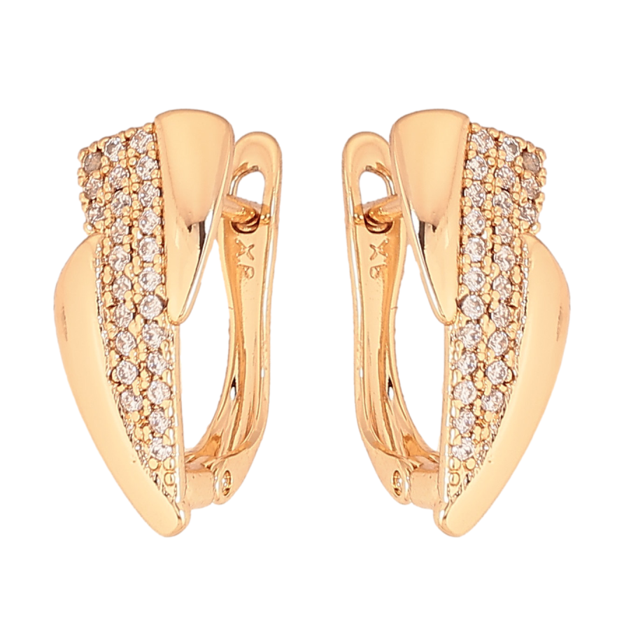 Сережки Xuping колір Позолота 18К англійський замок "Візерунок з кристалами" фото №1