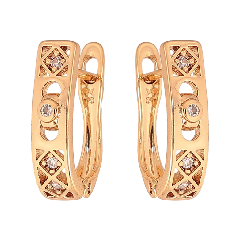 Сережки Xuping колір Позолота 18К англійський замок "Візерунок з кристалами" фото №1