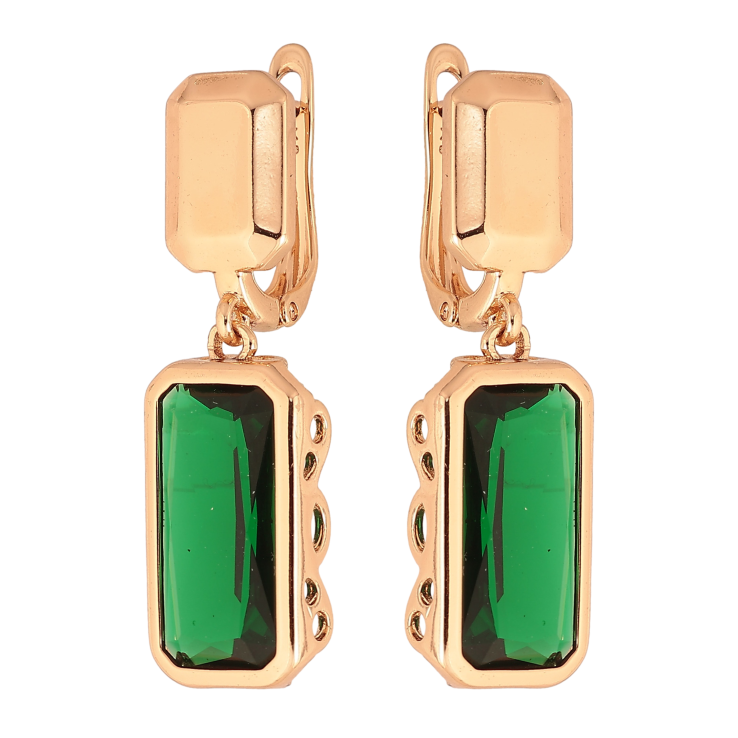 Сережки Xuping колір Позолота 18К англійський замок "Підвіски із зеленими кристалами" фото №22 Сережки Xuping колір Позолота 18К англійський замок "Підвіски із зеленими кристалами" фото №22