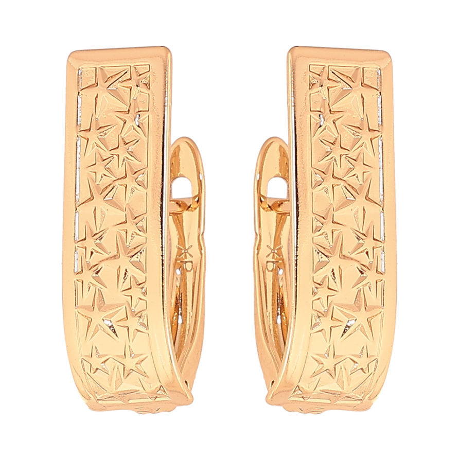 Сережки Xuping колір Позолота 18К англійський замок "Візерунок з зірками" фото №1