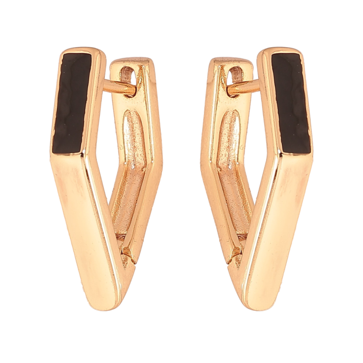 Сережки Xuping колір Позолота 18К англійський замок "Візерунок з чорною емаллю" фото №18 Сережки Xuping колір Позолота 18К англійський замок "Візерунок з чорною емаллю" фото №18