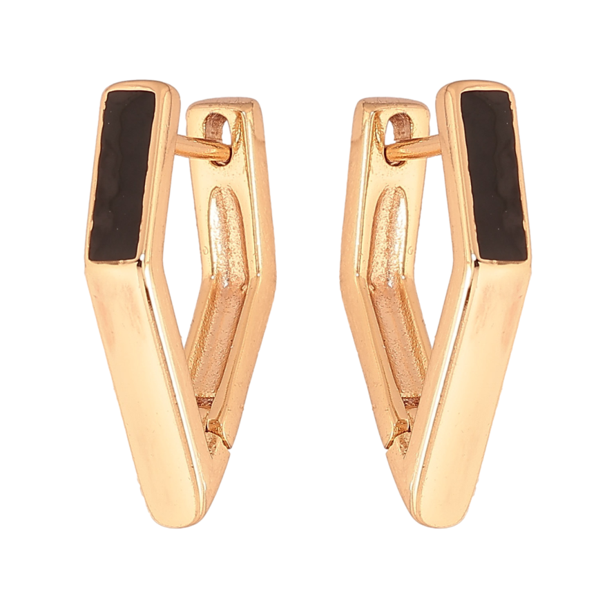 Сережки Xuping колір Позолота 18К англійський замок "Візерунок з чорною емаллю" фото №1 Сережки Xuping колір Позолота 18К англійський замок "Візерунок з чорною емаллю" фото №1