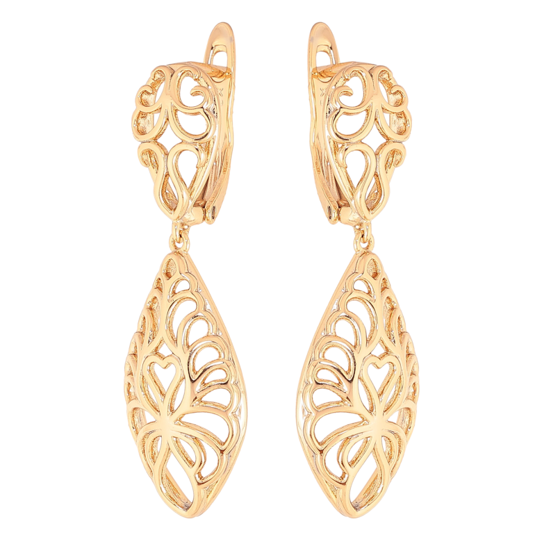 Сережки Xuping колір Позолота 18К англійський замок "Ажурні підвіски" фото №1 Сережки Xuping колір Позолота 18К англійський замок "Ажурні підвіски" фото №1