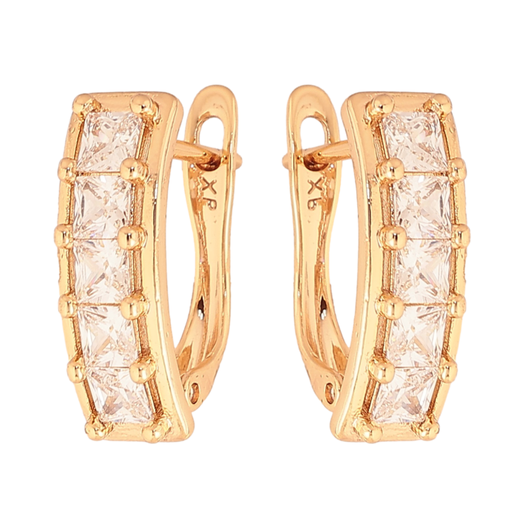 Сережки Xuping колір Позолота 18К англійський замок "Доріжки кристалів" фото №17 Сережки Xuping колір Позолота 18К англійський замок "Доріжки кристалів" фото №17