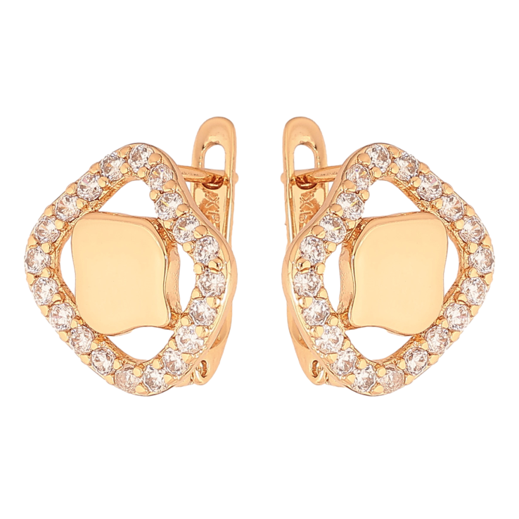 Сережки Xuping колір Позолота 18К англійський замок "Візерунок з кристалами" фото №5 Сережки Xuping колір Позолота 18К англійський замок "Візерунок з кристалами" фото №5