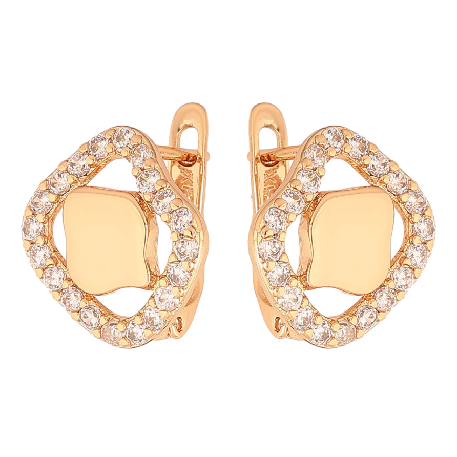 Сережки Xuping колір Позолота 18К англійський замок "Візерунок з кристалами" фото №1