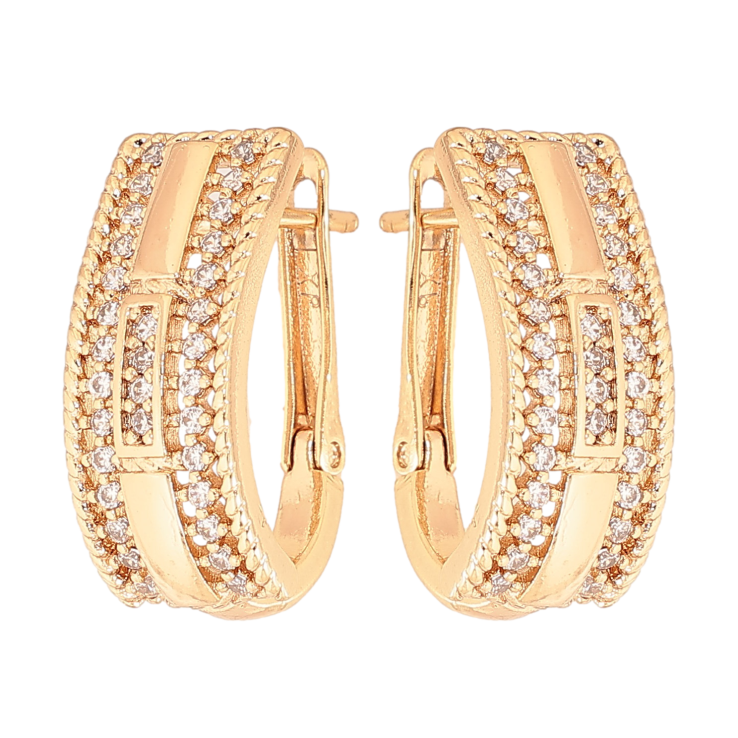 Серьги Xuping цвет Позолота 18К английский замок "Узор с кристаллами" фото №12 Серьги Xuping цвет Позолота 18К английский замок "Узор с кристаллами" фото №12