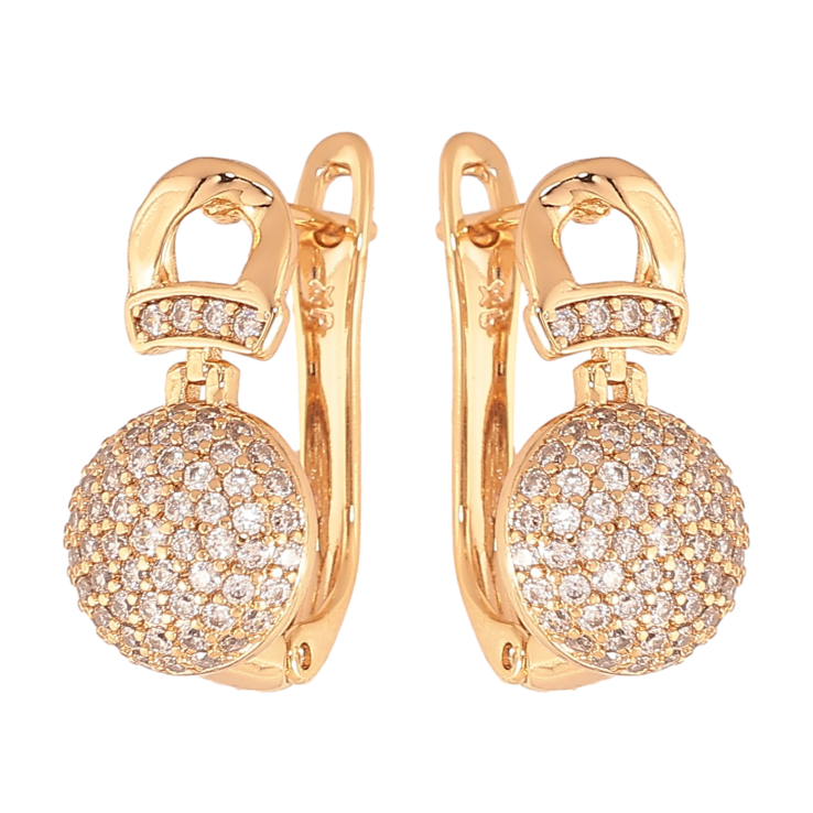 Серьги Xuping цвет Позолота 18К английский замок "Узор с кристаллами" фото №22