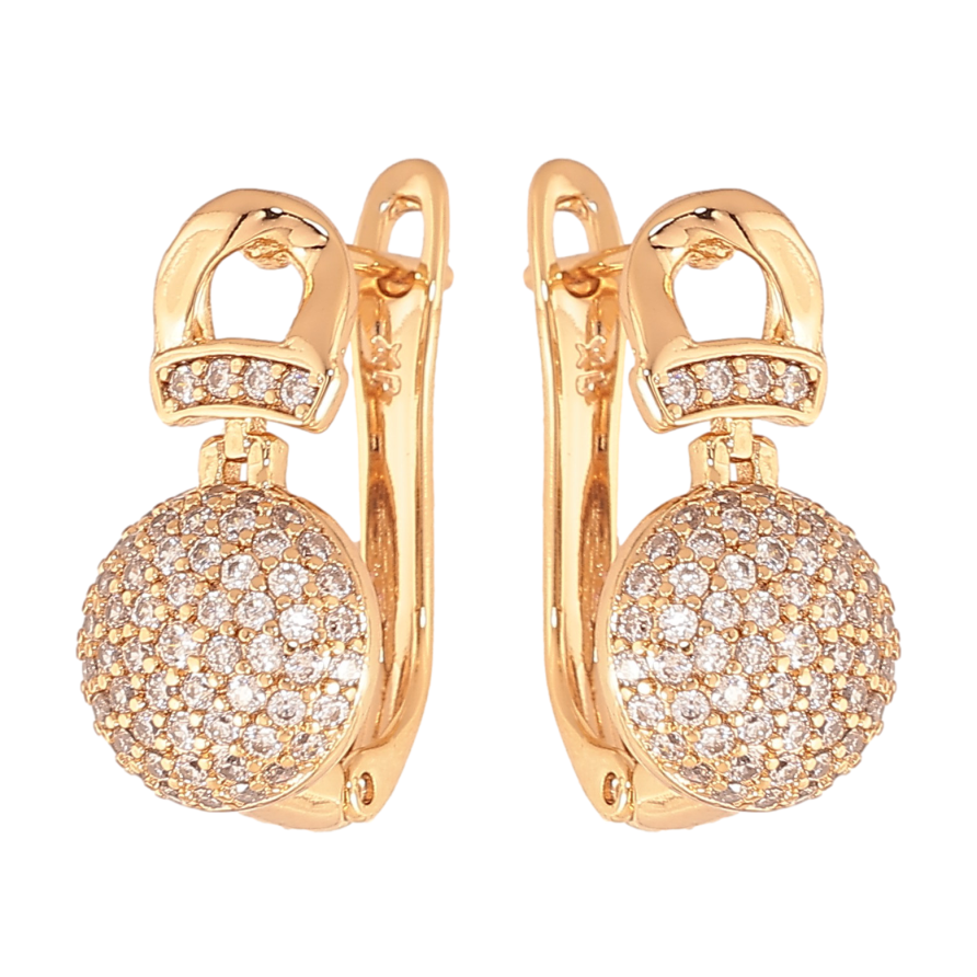 Серьги Xuping цвет Позолота 18К английский замок "Узор с кристаллами" фото №1