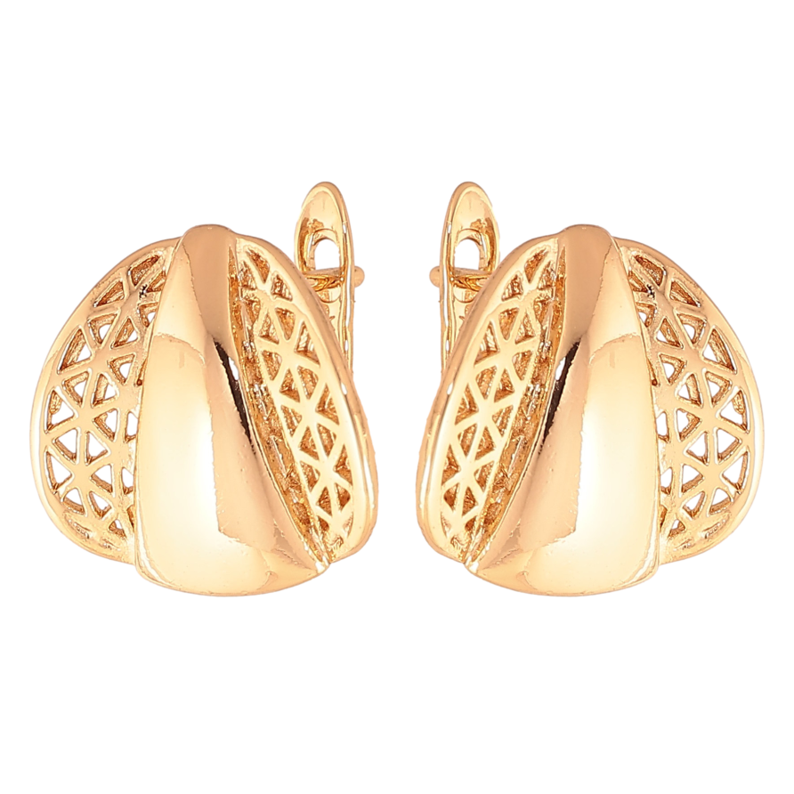 Серьги Xuping цвет Позолота 18К английский замок "Декоративный узор" фото №1