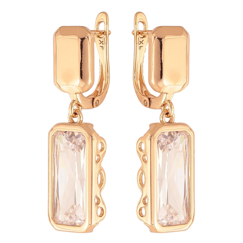 Серьги Xuping цвет Позолота 18К английский замок "Подвески с кристаллами" фото №1