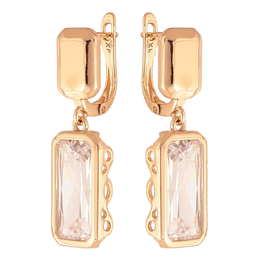 Серьги Xuping цвет Позолота 18К английский замок "Подвески с кристаллами" фото №1