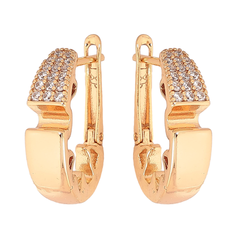 Сережки Xuping колір Позолота 18К англійський замок "Візерунок з  кристалами" фото №1