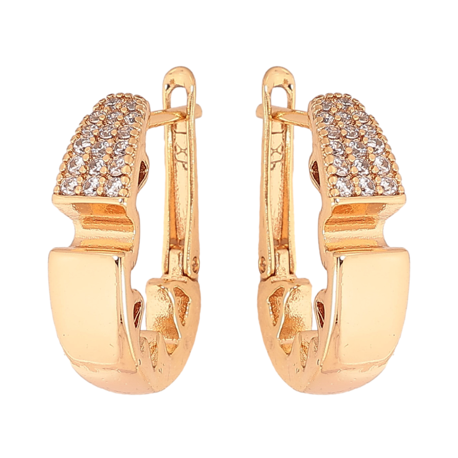 Сережки Xuping колір Позолота 18К англійський замок "Візерунок з  кристалами" фото №1