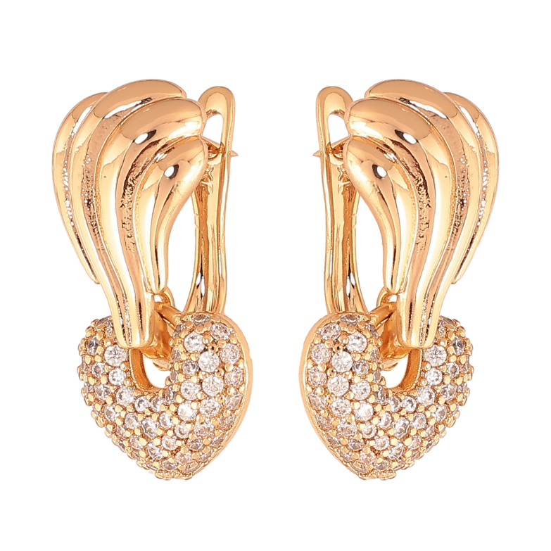 Сережки Xuping колір Позолота 18К англійський замок "Візерунок з кристалами" фото №1