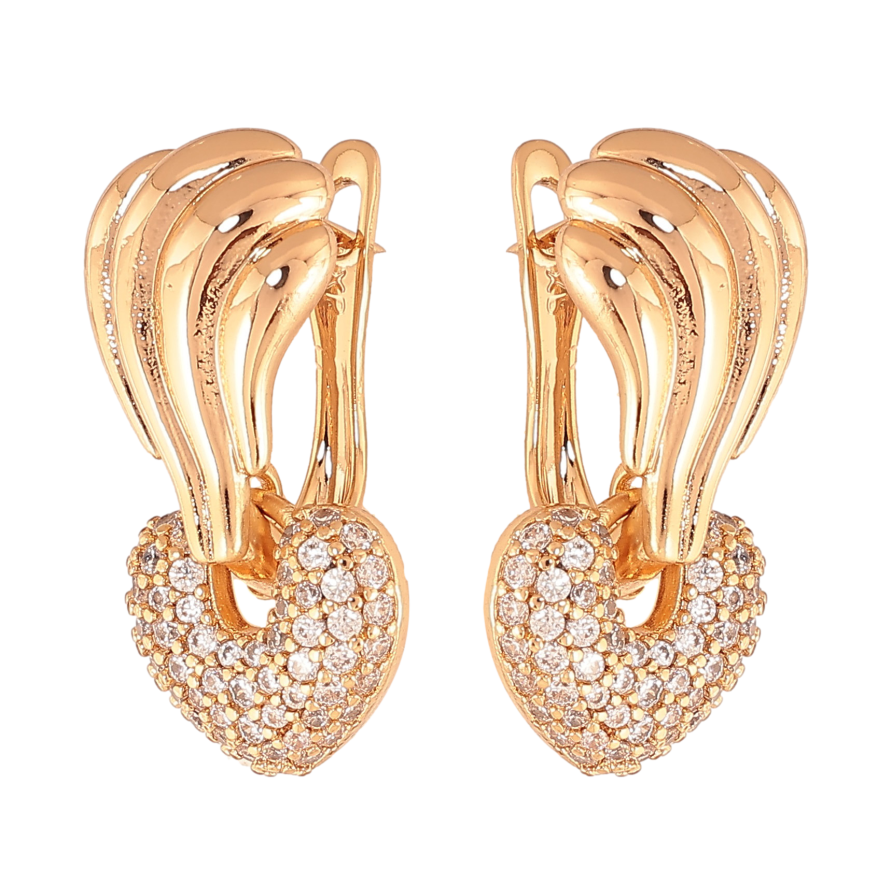 Сережки Xuping колір Позолота 18К англійський замок "Візерунок з кристалами" фото №1