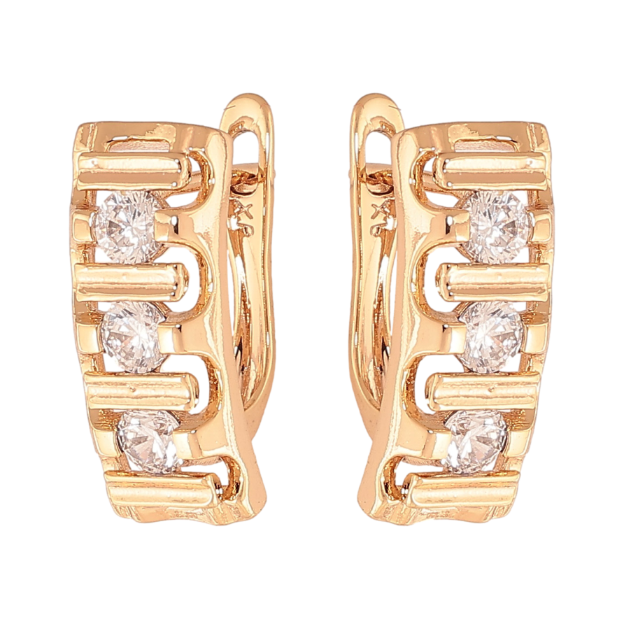 Сережки Xuping колір Позолота 18К англійський замок "Візерунок з кристалами" фото №1