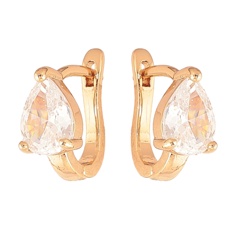 Сережки Xuping колір Позолота 18K англійський замок "Кристальні крапельки" фото №1