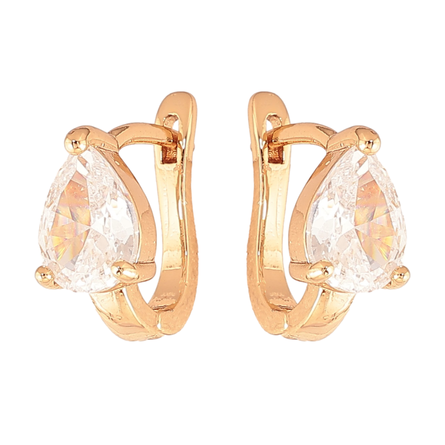 Сережки Xuping колір Позолота 18K англійський замок "Кристальні крапельки" фото №1