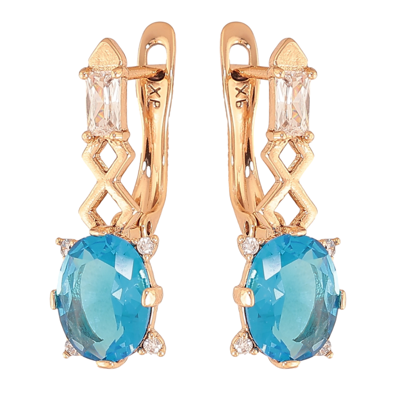 Серьги Xuping цвет Позолота 18K английский замок "Узор с голубыми кристаллами" фото №1 Серьги Xuping цвет Позолота 18K английский замок "Узор с голубыми кристаллами" фото №1