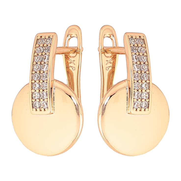 Сережки Xuping колір Позолота 18K англійський замок "Візерунок з кристалами" фото №2 Сережки Xuping колір Позолота 18K англійський замок "Візерунок з кристалами" фото №2