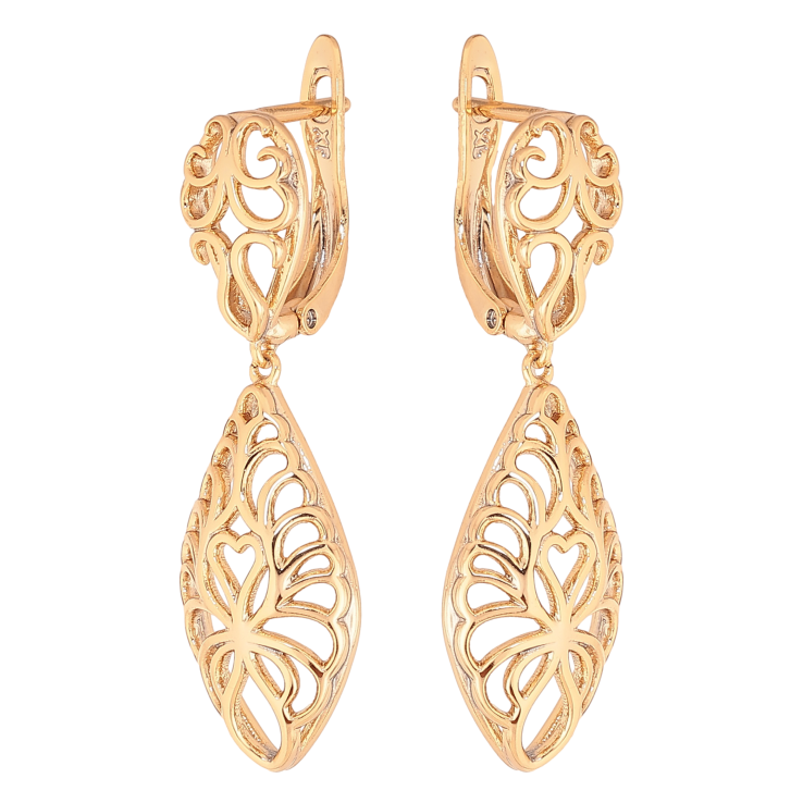 Сережки Xuping колір Позолота 18K англійський замок "Ажурні підвіски" фото №24 Сережки Xuping колір Позолота 18K англійський замок "Ажурні підвіски" фото №24