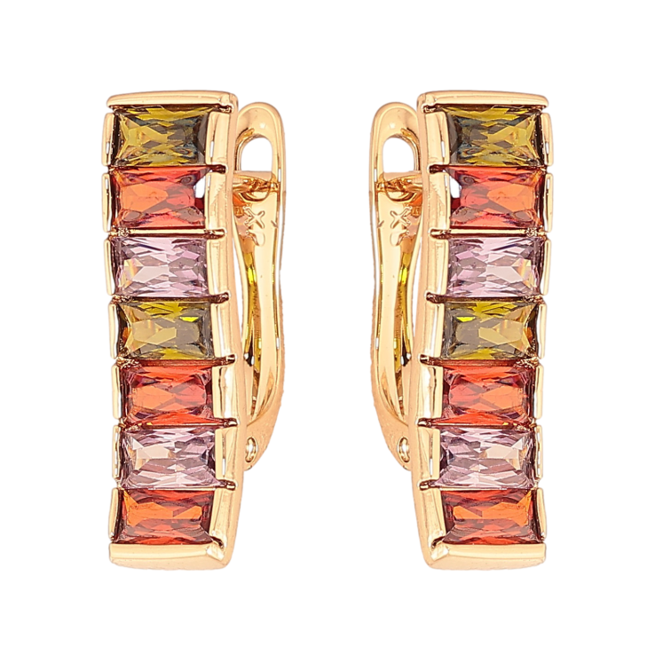 Сережки Xuping колір Позолота 18K англійський замок "Доріжки різнокольорових кристалів" фото №14 Сережки Xuping колір Позолота 18K англійський замок "Доріжки різнокольорових кристалів" фото №14