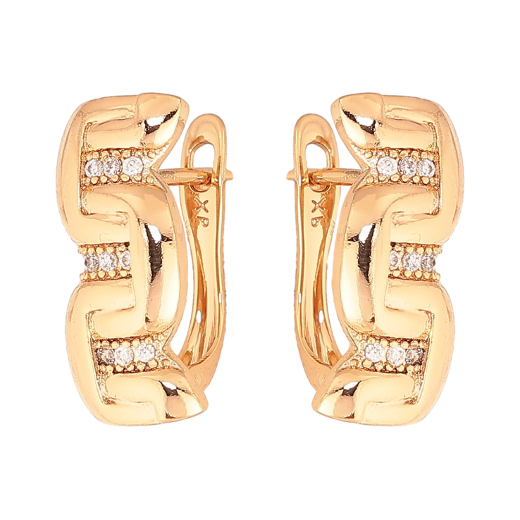 Серьги Xuping цвет Позолота 18K английский замок "Узор с кристаллами" фото №16