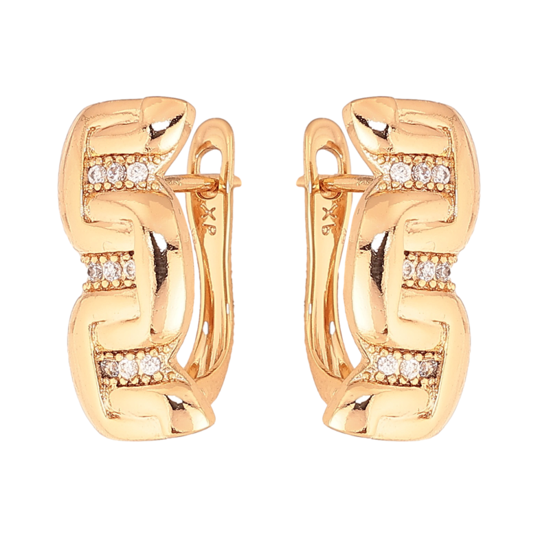 Сережки Xuping колір Позолота 18K англійський замок "Візерунок з кристалами" фото №1