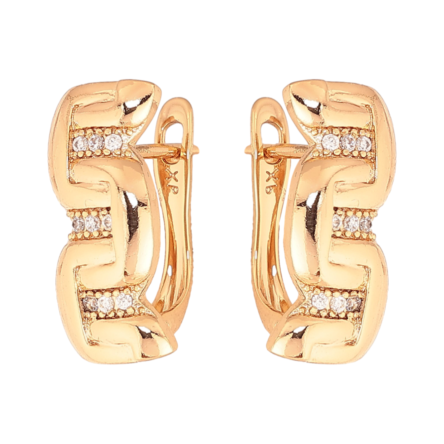 Сережки Xuping колір Позолота 18K англійський замок "Візерунок з кристалами" фото №1