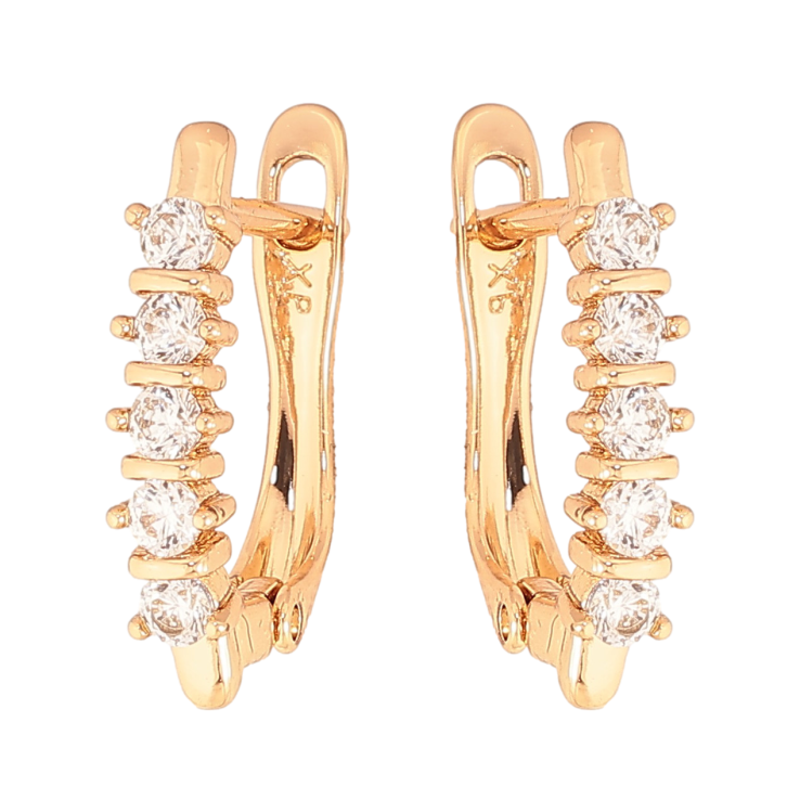Серьги Xuping цвет Позолота 18K английский замок "Дорожки кристаллов" фото №4
