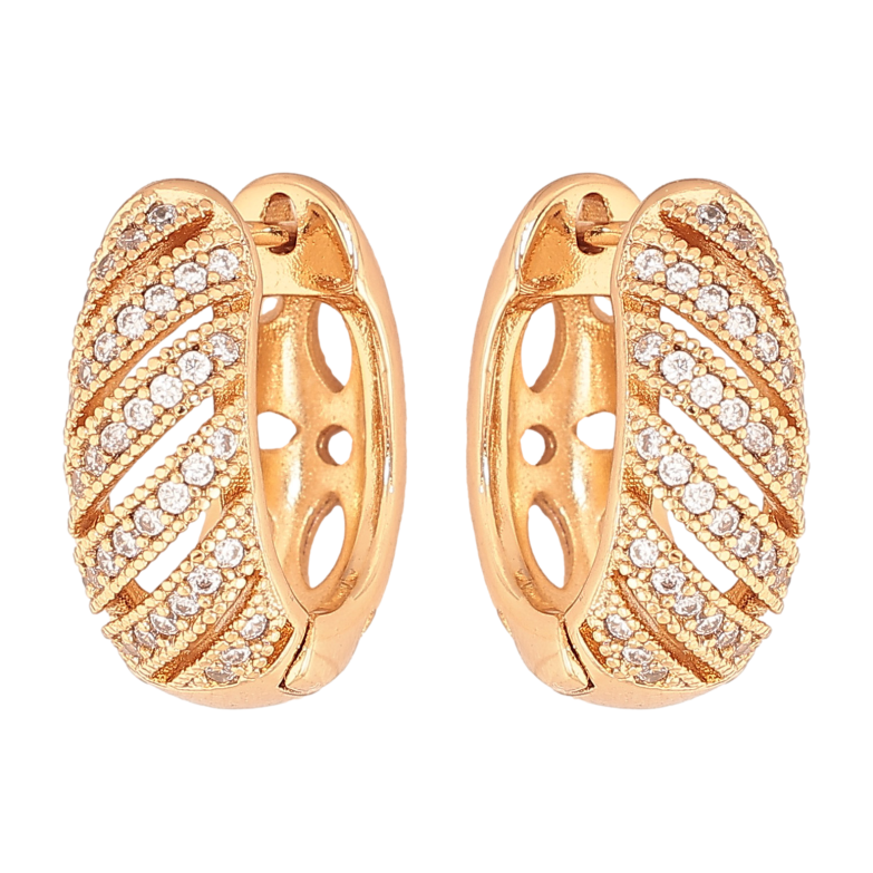 Серьги Xuping цвет Позолота 18K английский замок "Узор с кристаллами" фото №1