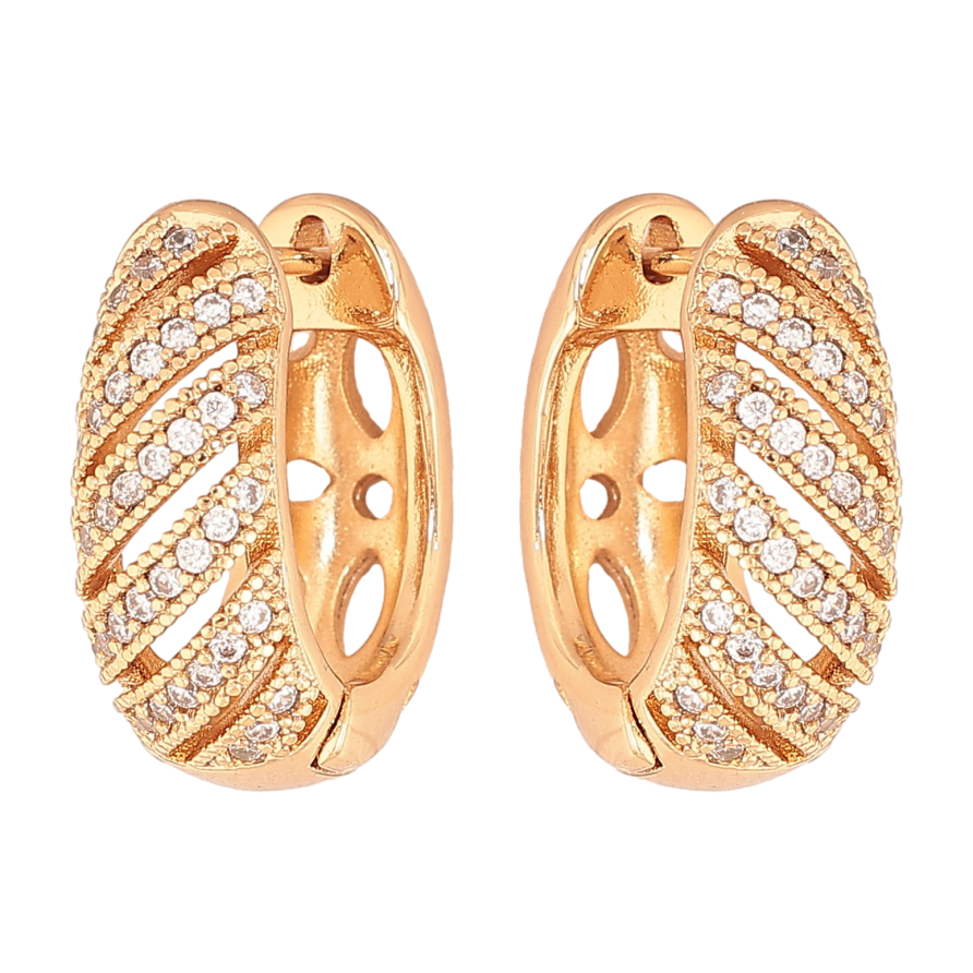 Серьги Xuping цвет Позолота 18K английский замок "Узор с кристаллами" фото №1