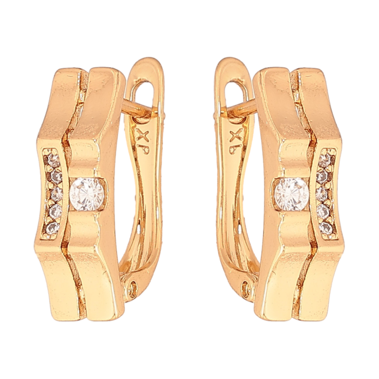 Серьги Xuping цвет Позолота 18K английский замок "Узор с кристаллами" фото №18