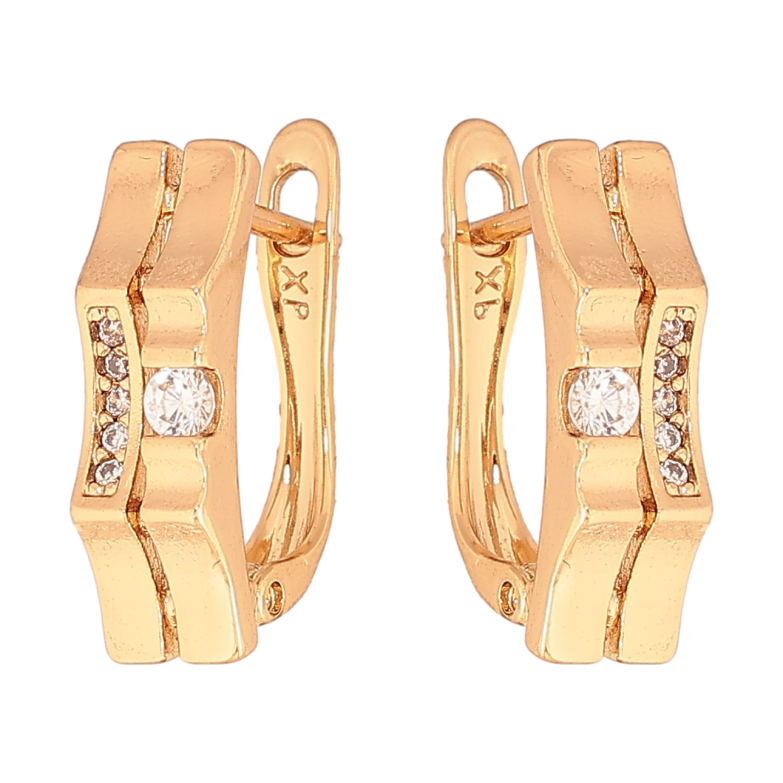 Серьги Xuping цвет Позолота 18K английский замок "Узор с кристаллами" фото №1