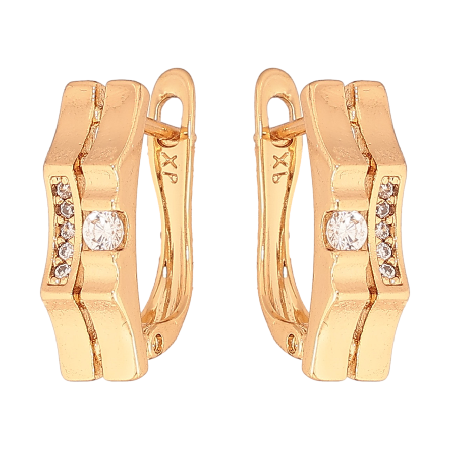 Серьги Xuping цвет Позолота 18K английский замок "Узор с кристаллами" фото №1