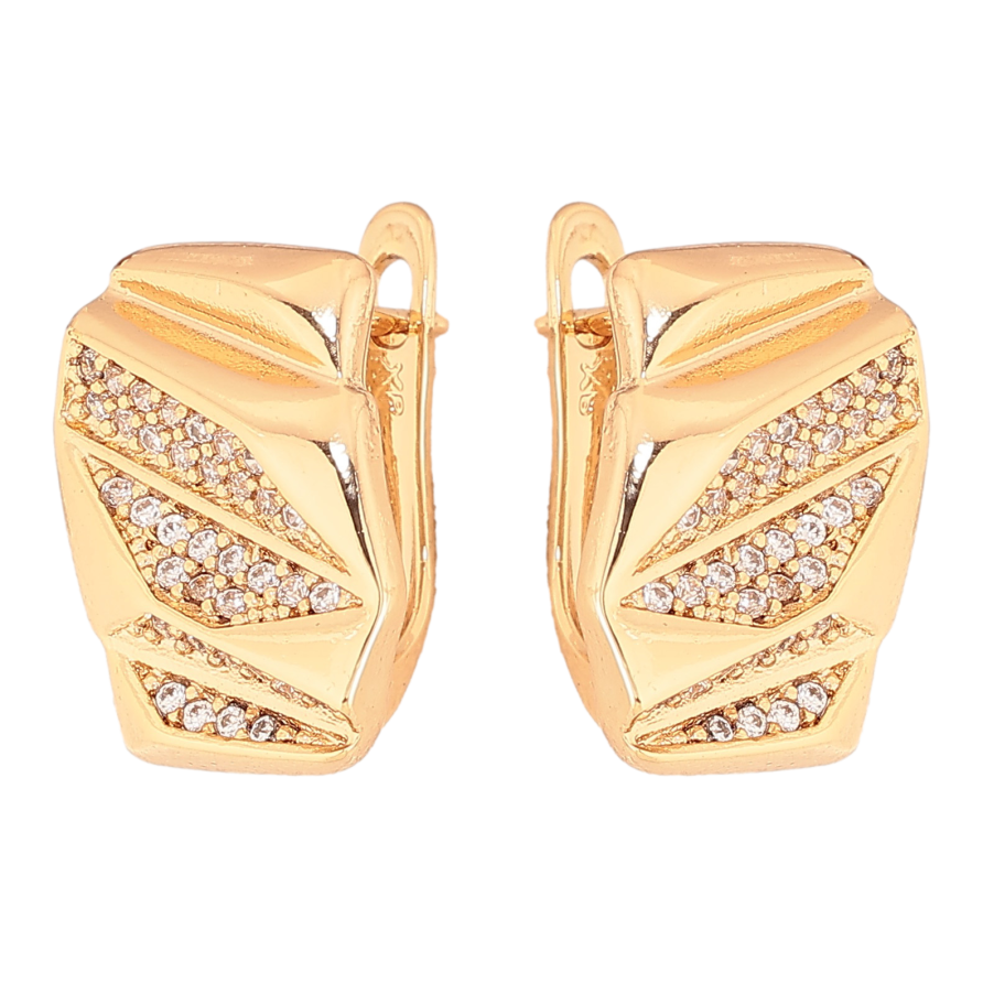 Серьги Xuping цвет Позолота 18K английский замок "Узор с кристаллами" фото №1