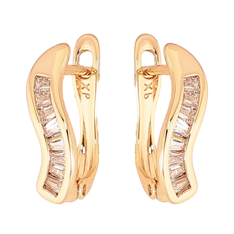 Серьги Xuping цвет Позолота 18K английский замок "Узор с кристаллами" фото №1