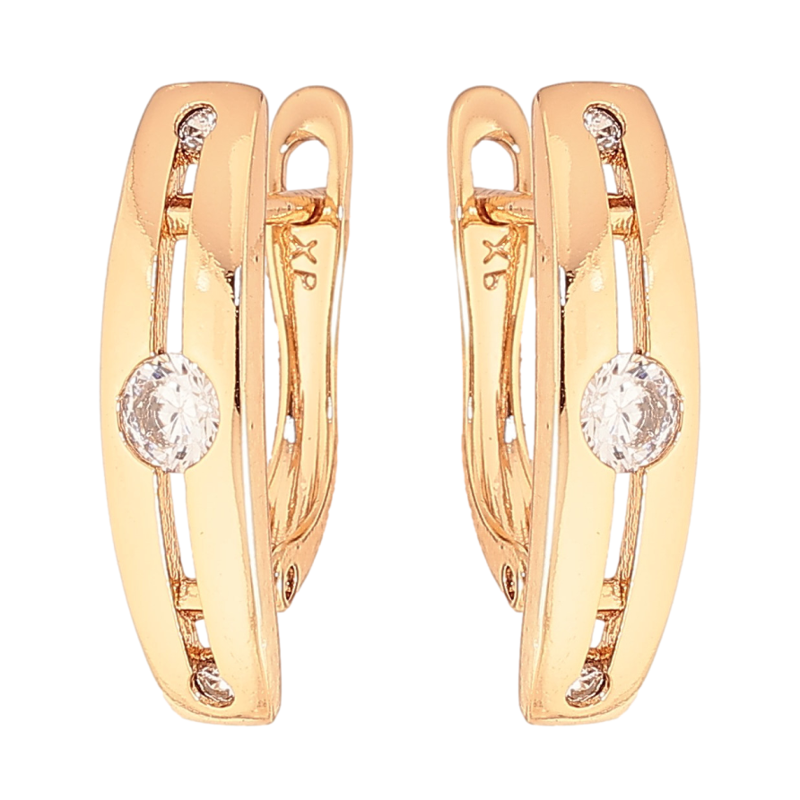 Сережки Xuping колір Позолота 18K англійський замок "Візерунок з кристалами" фото №1