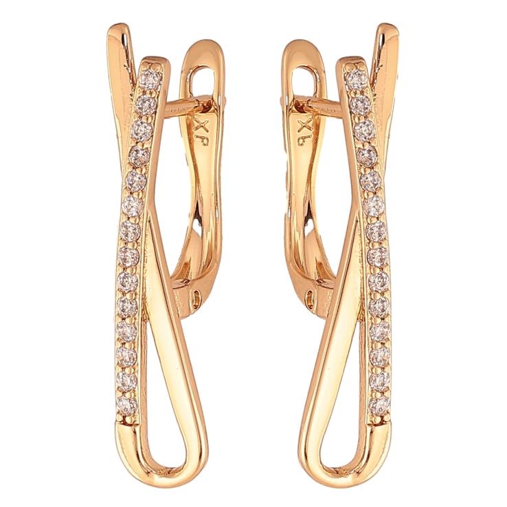 Серьги Xuping цвет Позолота 18K английский замок "Узор с кристаллами" фото №1 Серьги Xuping цвет Позолота 18K английский замок "Узор с кристаллами" фото №1