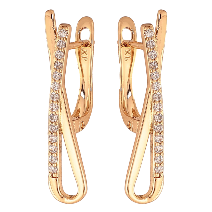 Сережки Xuping колір Позолота 18K англійський замок "Візерунок з кристалами" фото №1