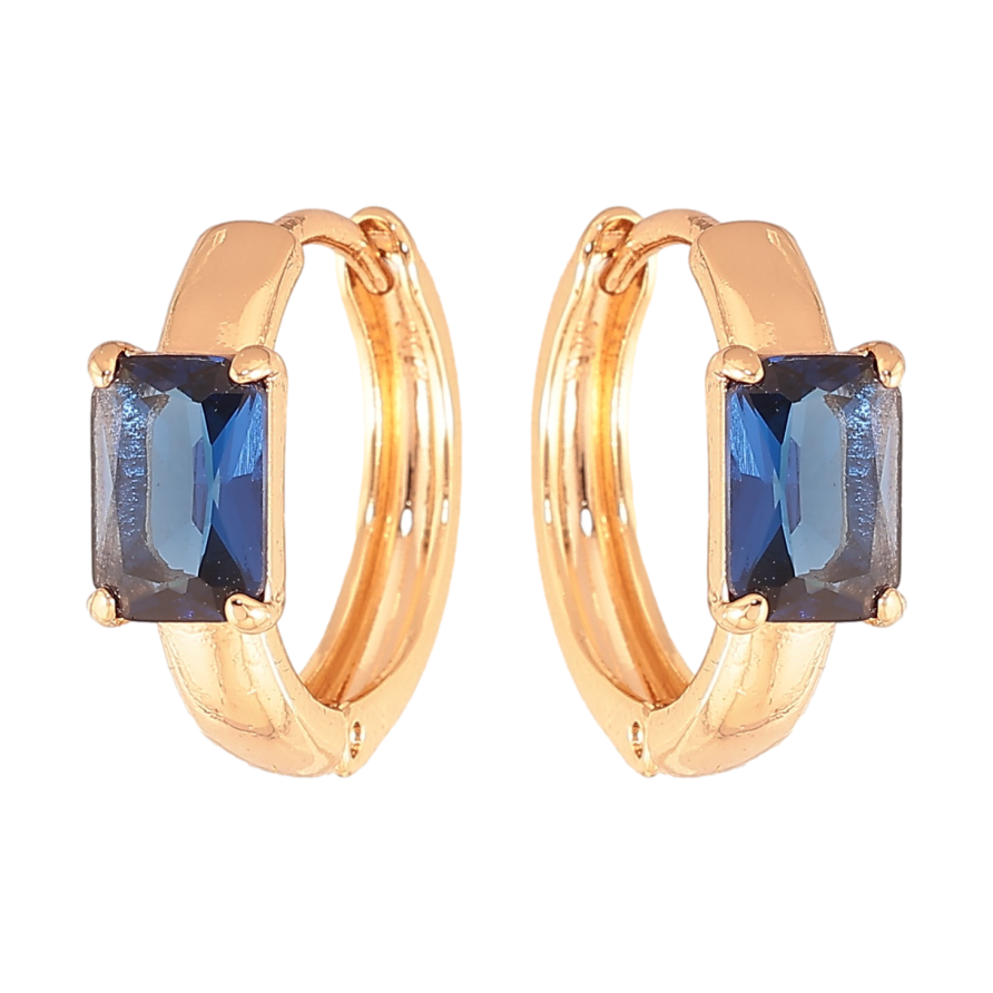 Сережки Xuping колір Позолота 18K колечка "Візерунок з синіми кристалами" фото №1