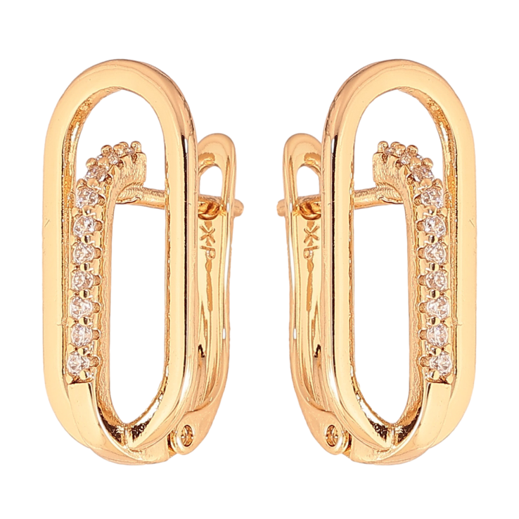 Сережки Xuping колір Позолота 18К англійський замок "Візерунок з кристалами" фото №14