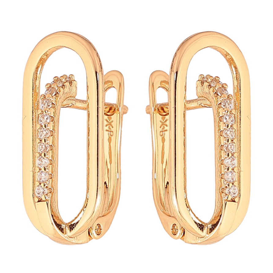 Сережки Xuping колір Позолота 18К англійський замок "Візерунок з кристалами" фото №1