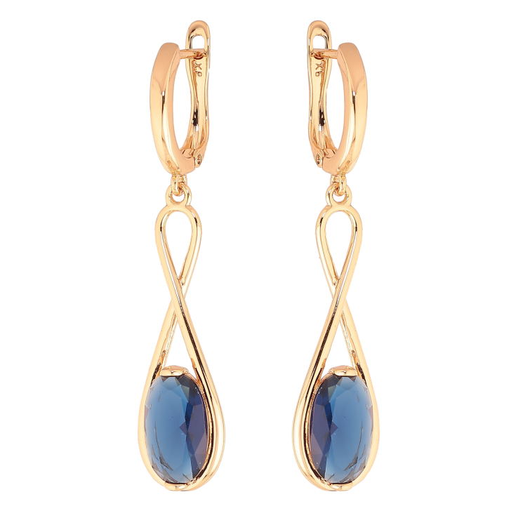 Сережки Xuping колір Позолота 18К англійський замок "Підвіски з синіми кристалами" фото №21 Сережки Xuping колір Позолота 18К англійський замок "Підвіски з синіми кристалами" фото №21