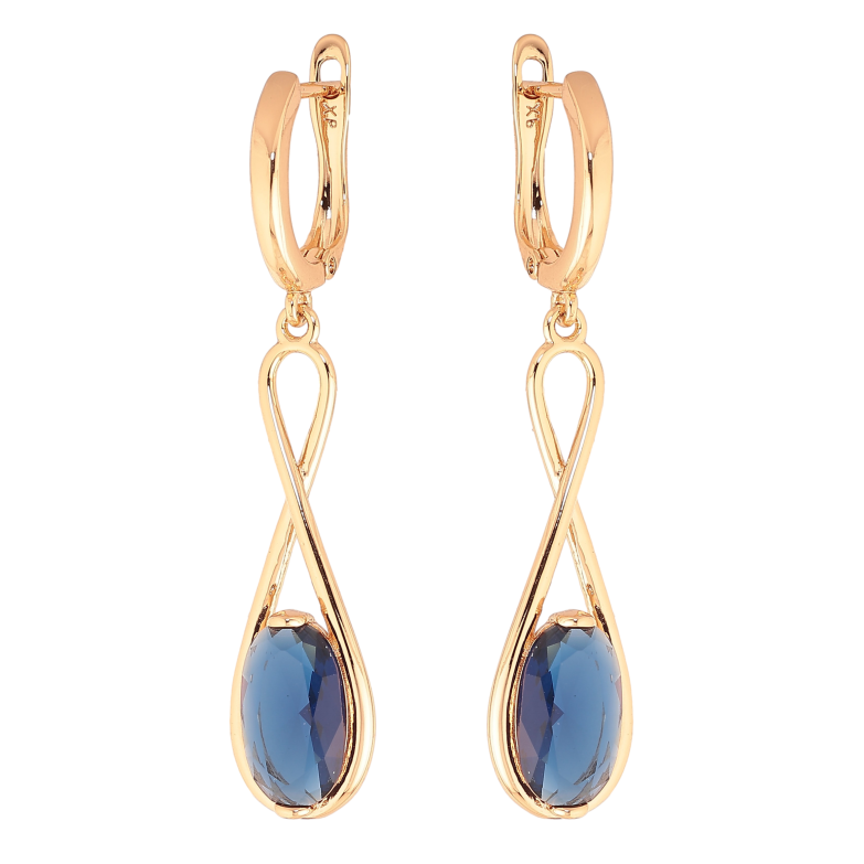 Сережки Xuping колір Позолота 18К англійський замок "Підвіски з синіми кристалами" фото №1 Сережки Xuping колір Позолота 18К англійський замок "Підвіски з синіми кристалами" фото №1
